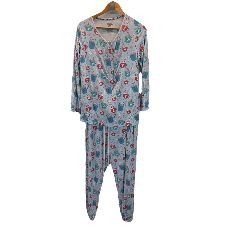 Magnetic Me Holiday Blue Sleep Pajama Set Women size M CHristmas modal lounge